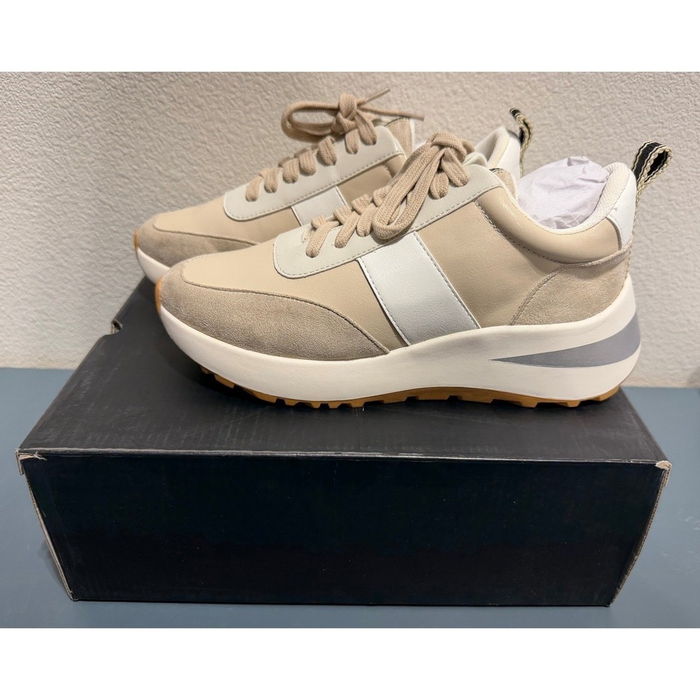 SHUSHOP Serafina Beige Platform Sneakers Size 7.5 NEW